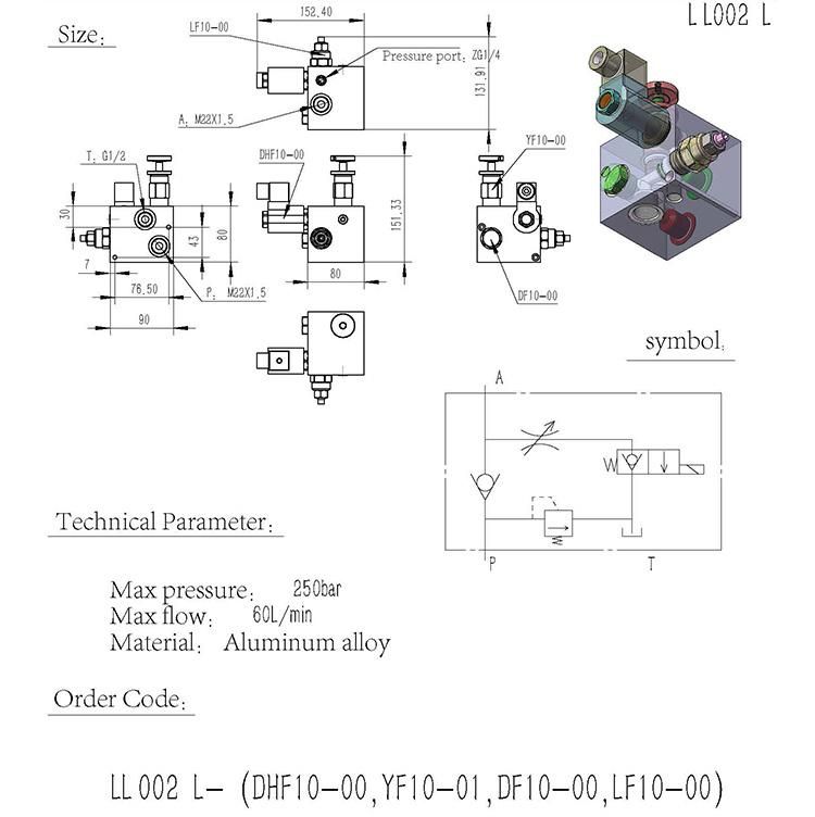 LL002 Customized Aluminum Hydraulic Valve Manifold Block