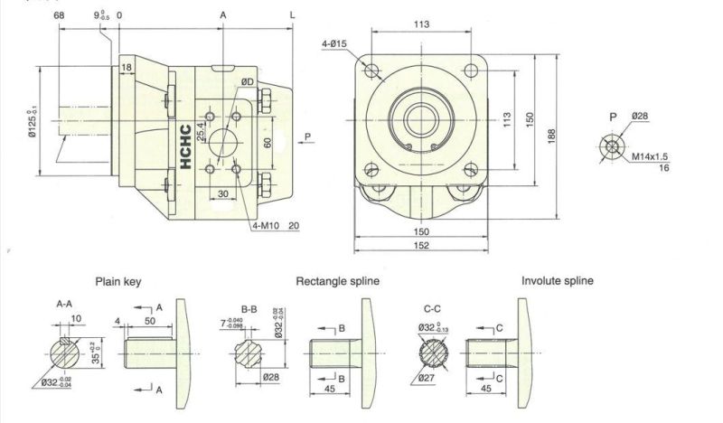 High Speed Hydraulic Parts Hydraulic Gear Motor Cmzs2050-Bf*S