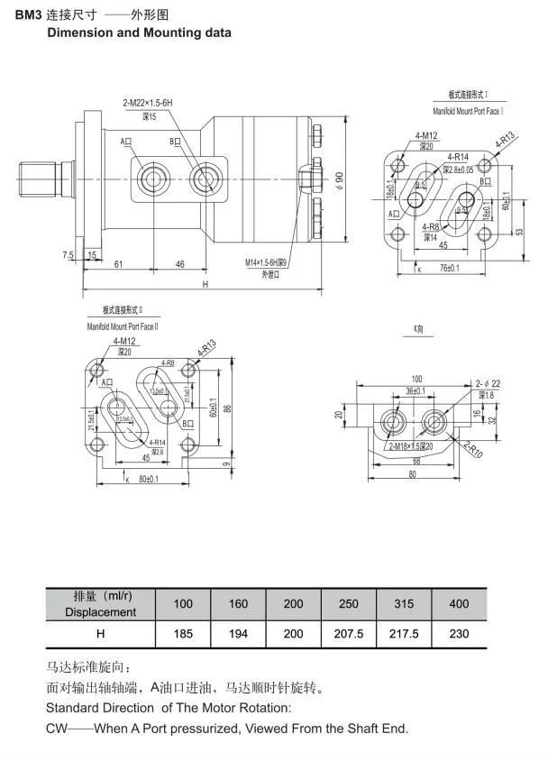 Hydraulic Orbit Gear Motor OEM Small Piston Motor for Excavator Machinery