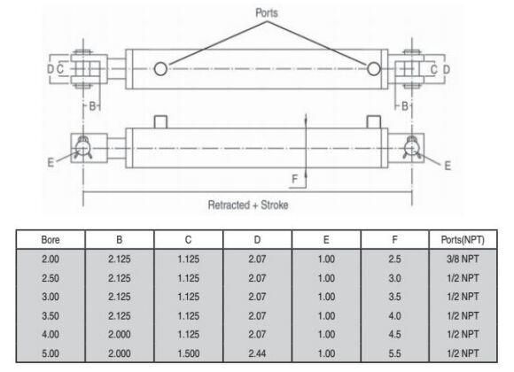 Double Acting Hydraulic Cylinder for Two Post Hydraulic Car Lift