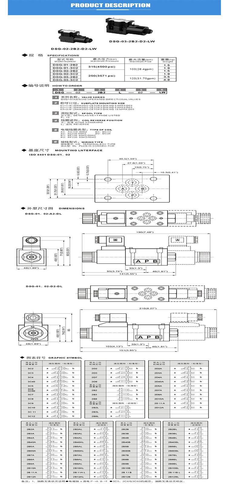 DSG-01-2b2 Hydraulic Directly Operated Directional Control Valve