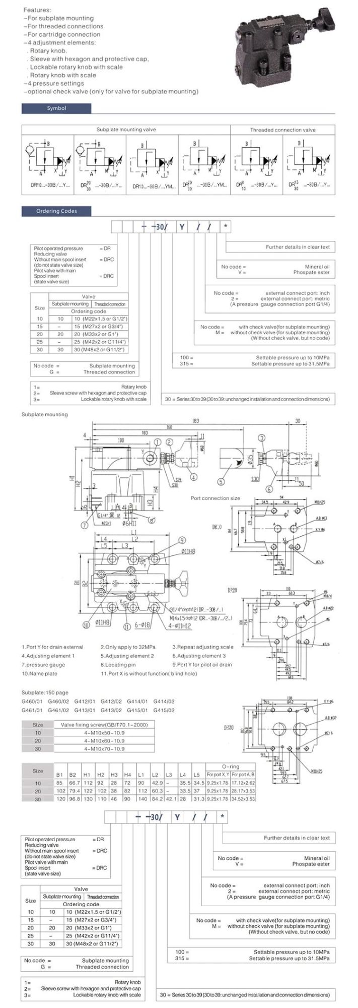 Rexroth DR Pilot Operated Pressure Reducing Valve