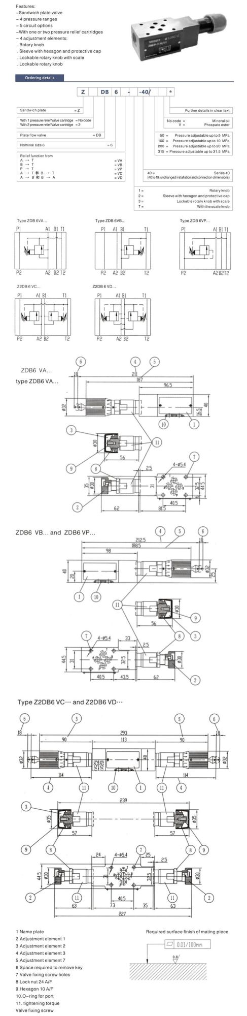 ZDB Hydraulic Fluid Pressure Release Valve