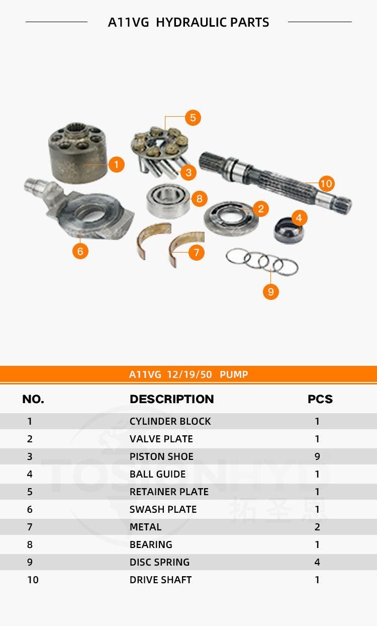 A11vg 19 Hydraulic Pump Parts with Rexroth Spare Repair Kits