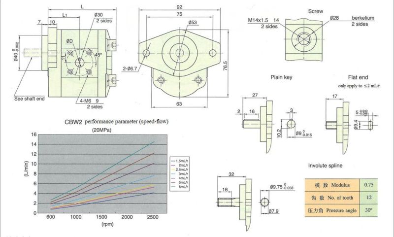 High Pressure Hydraulic Gear Oil Pump Hydraulic Power Unit Cbwcd-F206-CF1z