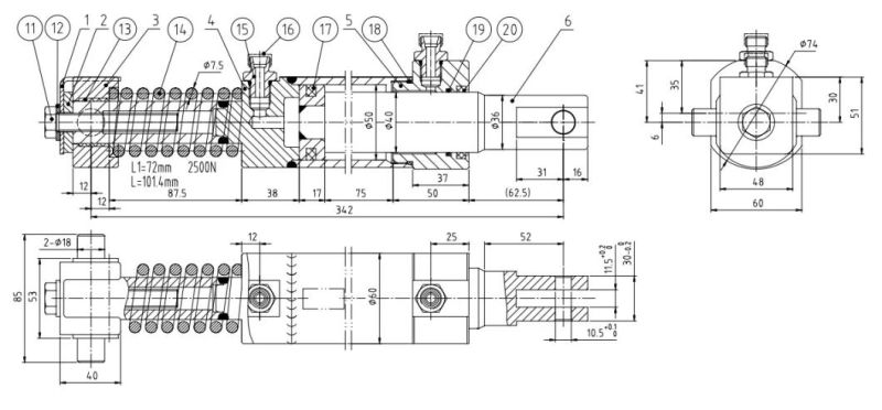 China Manufacturer Two-Way Hydraulic Cylinder Hsg50/40 for Sale