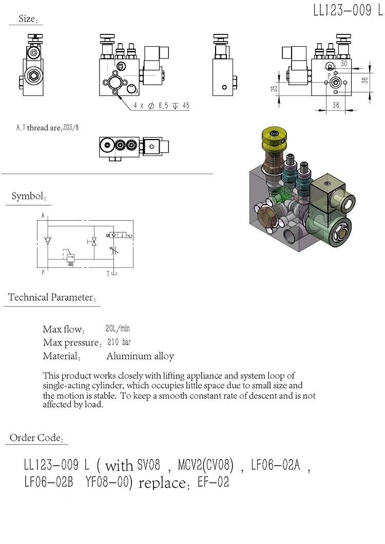 LL123-009L hydraulic 220V power pack unit system manifold plug valve