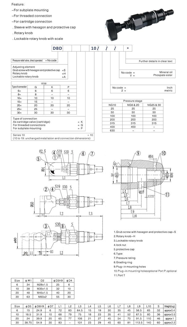 DBDS10G hydraulic pressure relief direct operated oil control valve