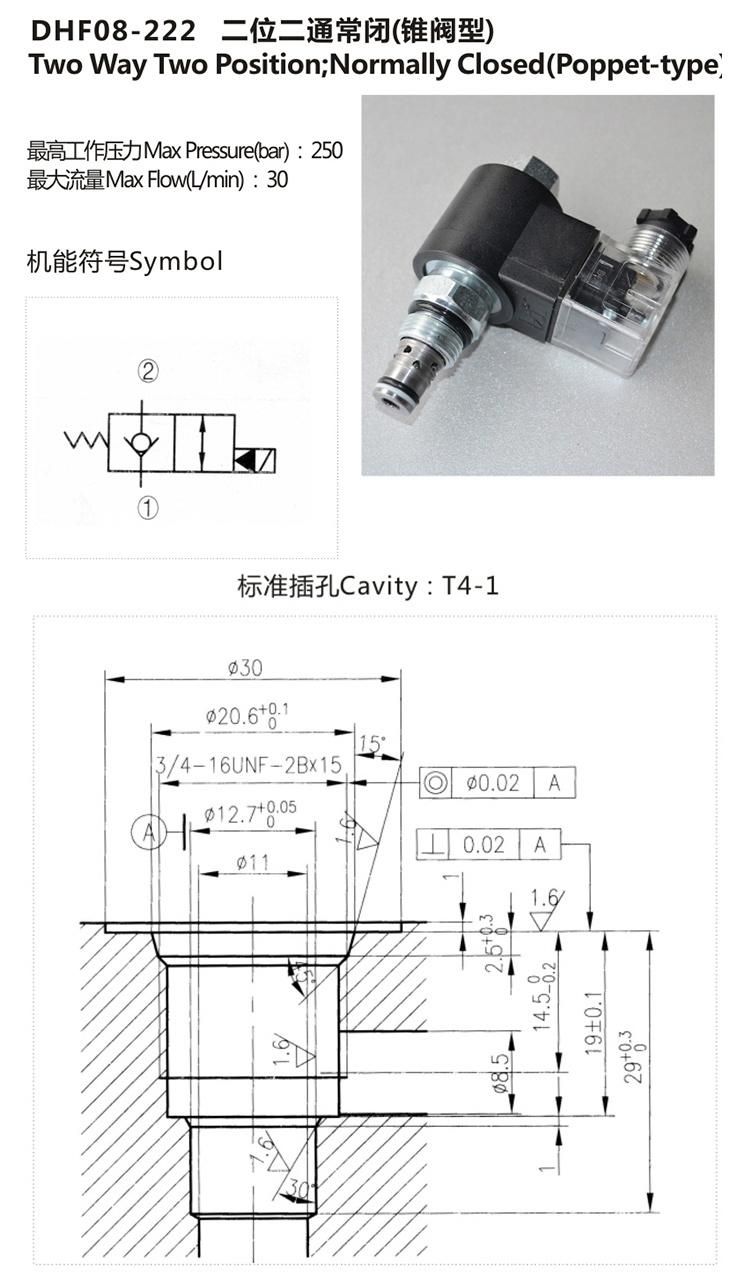 DHF08-222 Hydraulic sun type directional poppet valve