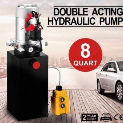 Single Acting Hydraulic Pump 12V Dump Trailer 8 Quart Metal Reservoir for Dump Trailer