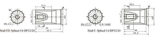 Bmh / Omh 500 Hydraulic Motor Shaft 35mm for Concrete Pumps Spare Parts