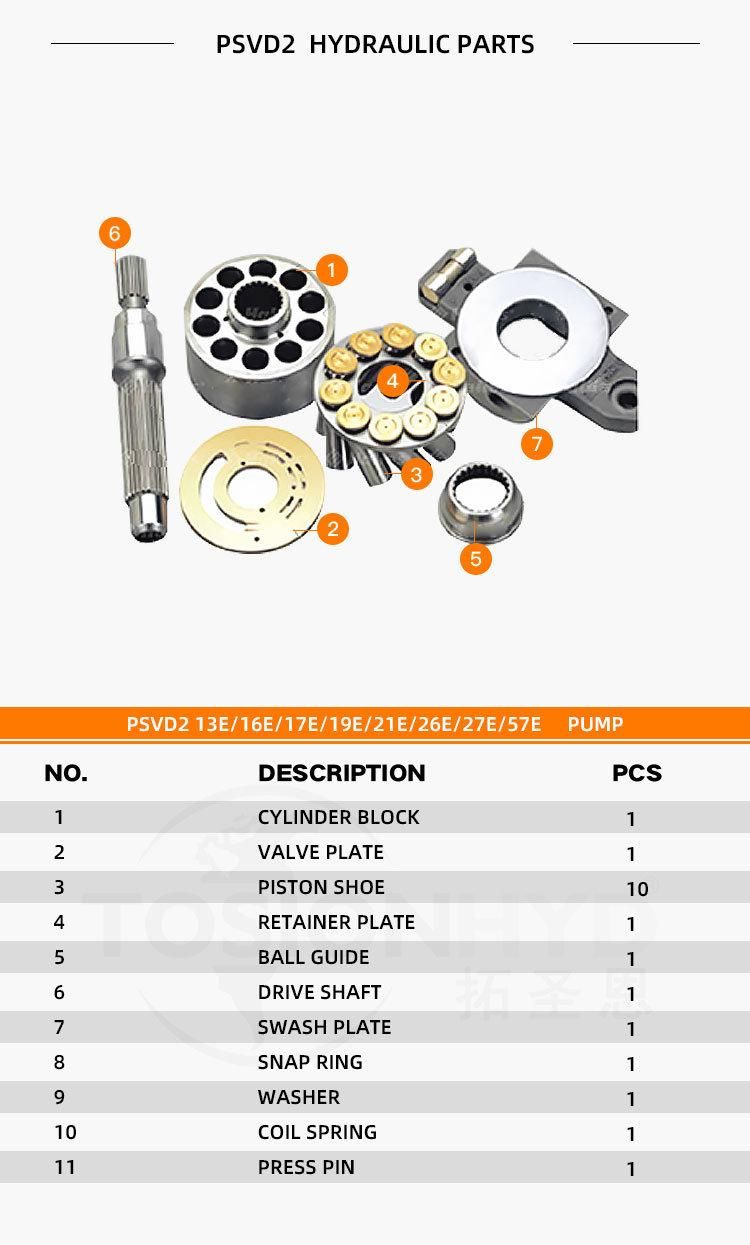 Kyb PC200-1 PC200-2 PC200-3 Hydraulic Pump Parts with Kayaba Spare