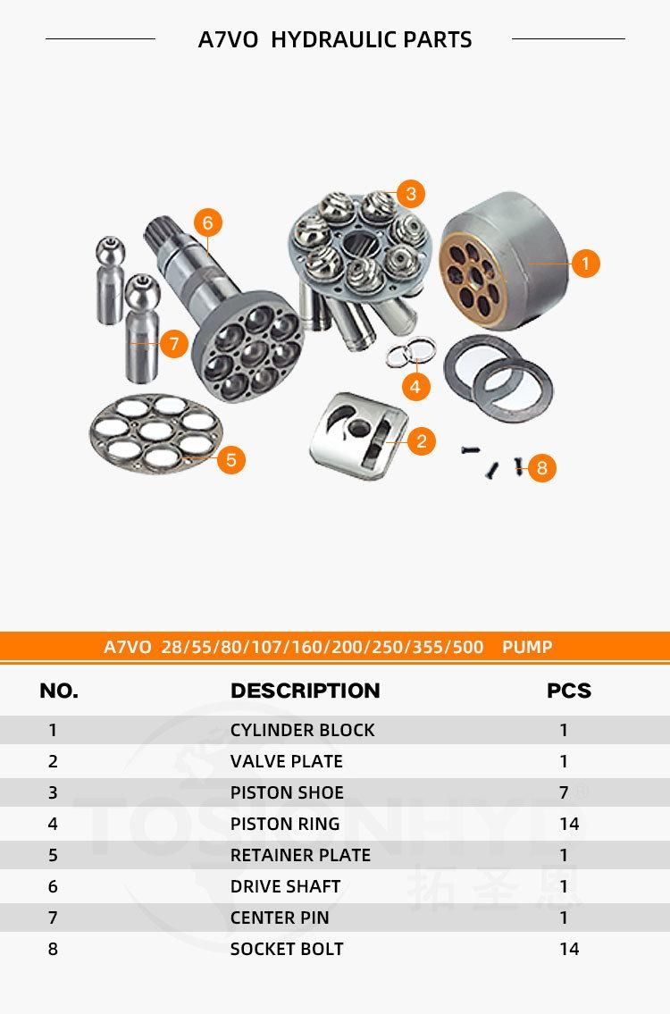 A7vo80 A7vo107 Hydraulic Motor Parts with Rexroth Spare Repair Kits