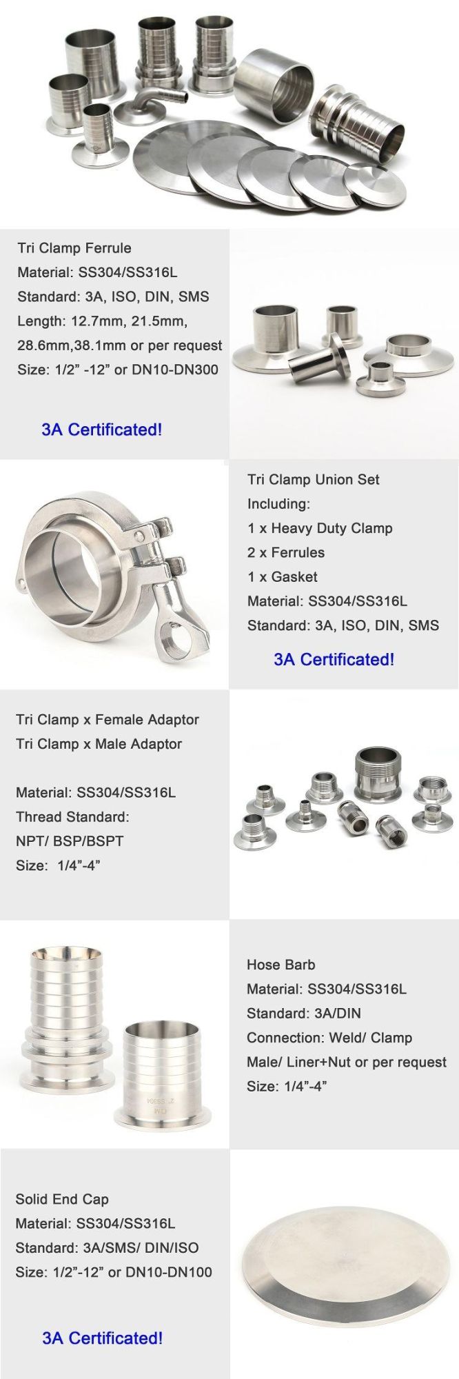 Stainless Steel Sanitary Clamp Short Ferrule