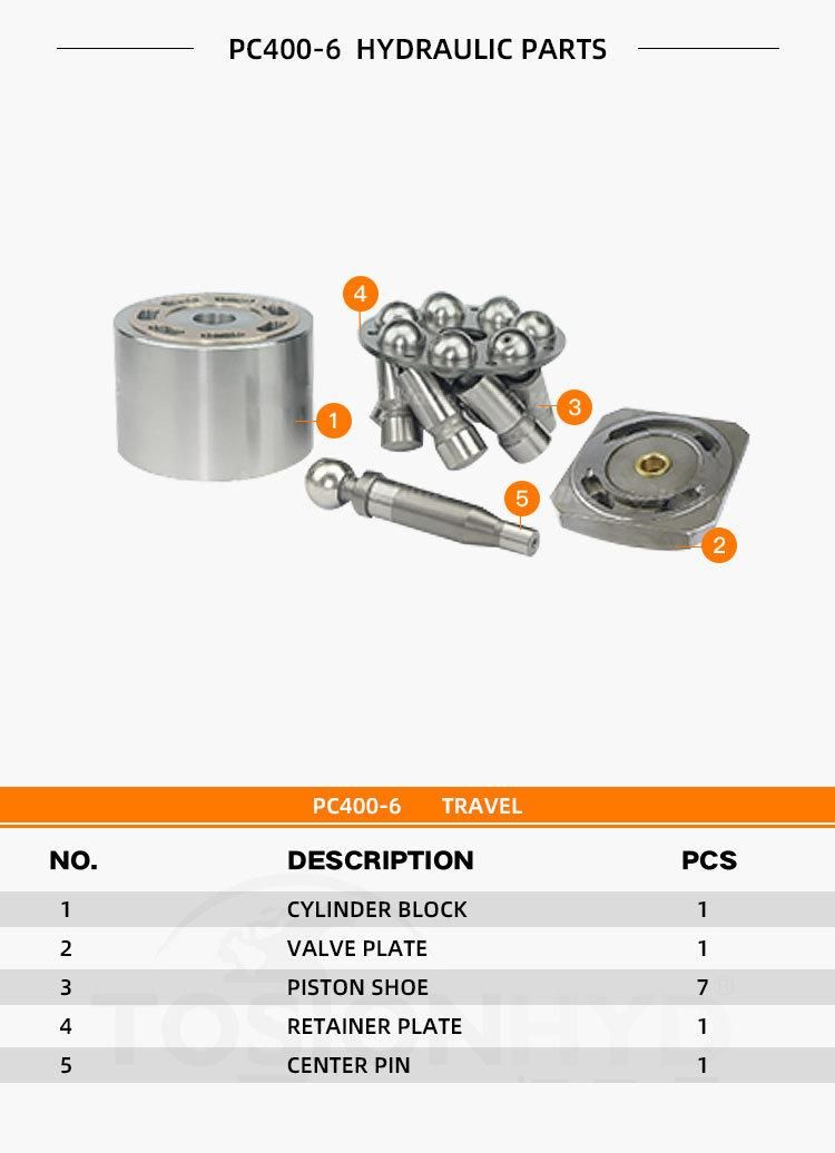 PC400-6 Excavator Hydraulic Pump Parts with Komatsu Travel Motor Spare Repair Kit