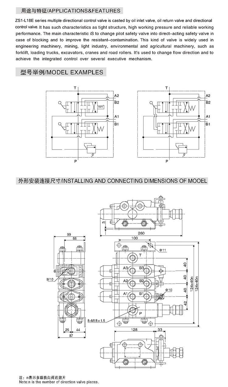 Zs1-L18e-Ot-20 Hydraulic Multi-Way Hand Pilot Operated Control Valve