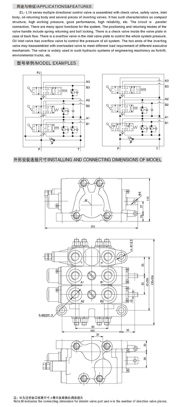 Multi Port Directional Valve Hand Control Block