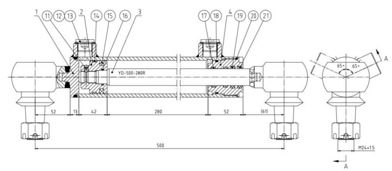 Hydraulic Oil Cylinder Hydraulic Jack Hsg50/25-280× 500-00