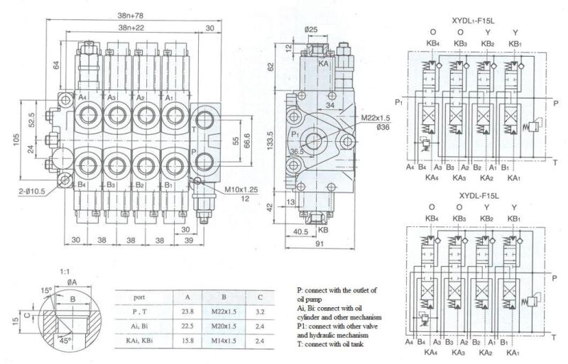 Hydraulic Multi-Way Directional Flow Control Valve Xydl-G15L