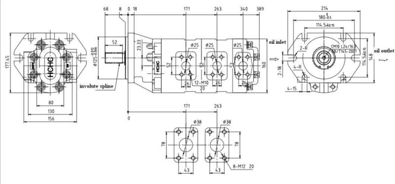 High Pressure Hydraulic Triple Gear Oil Pump Cbgtbsl-2063/2020/2020-Bfx