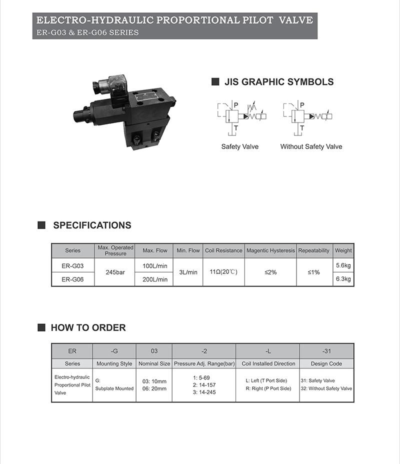 Er-G03 & Er-G06 Electro-Hydralulic Proportional Pilot Valve