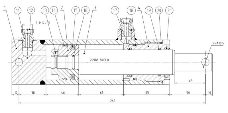 Hydraulic Oil Cylinder Hydraulic Jack Hsg50/35-63*262-00