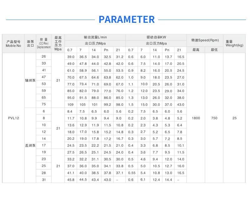 Pvl12 Pvl13 Hydraulic Pump High Pressure Quantitative Double Vane Pump