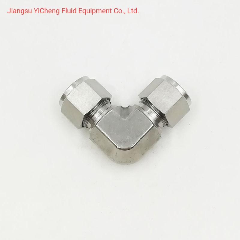 SS304 3000 Psi 1/4 Od Equal Double Ferrule 90degree Elbow Pipe for Hydraulic Tube Fittings