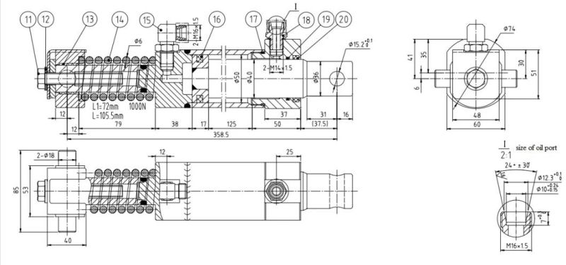 Hydraulic Oil Cylinder Hydraulic Jack Hsg50/40-125*358.5-Wx