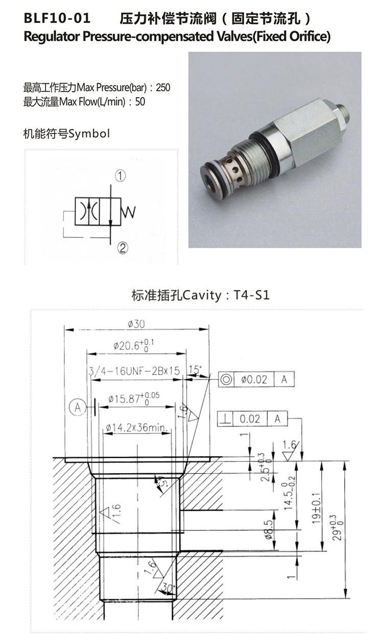 BLF10-01 hydraulic thread plug control cartridge valve