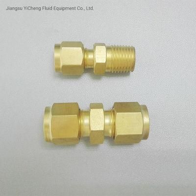 Brass Double Ferrules Metric Tube Fittings Male Connector Hydraulic Tube Fittings