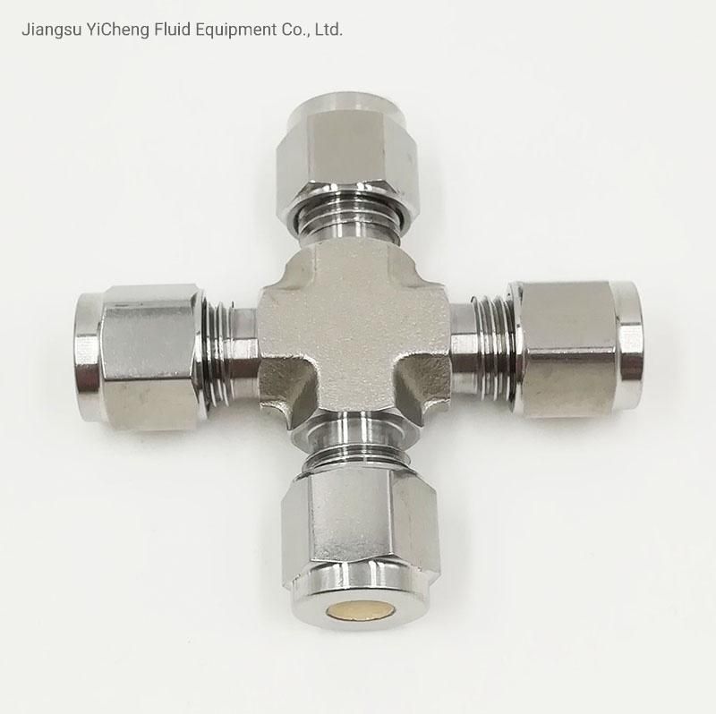 Hydraulic Tube Fittings & Pipe Fittings 316 Ss Strainless Steel Cross Union Can Combination Swagelok