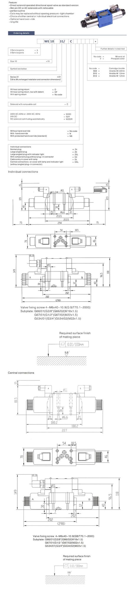 Rexroth type 4WE10 Hydraulic Solenoid Directional Valve