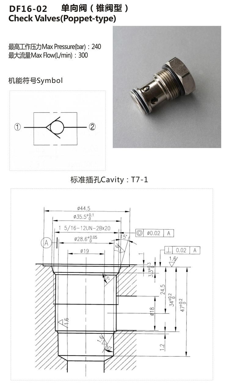 DF16-02 good price hydraulic directional control cartridge valve