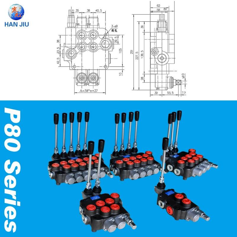 4 Bank Monoblock Spool Valve 80 L/Min Double Acting