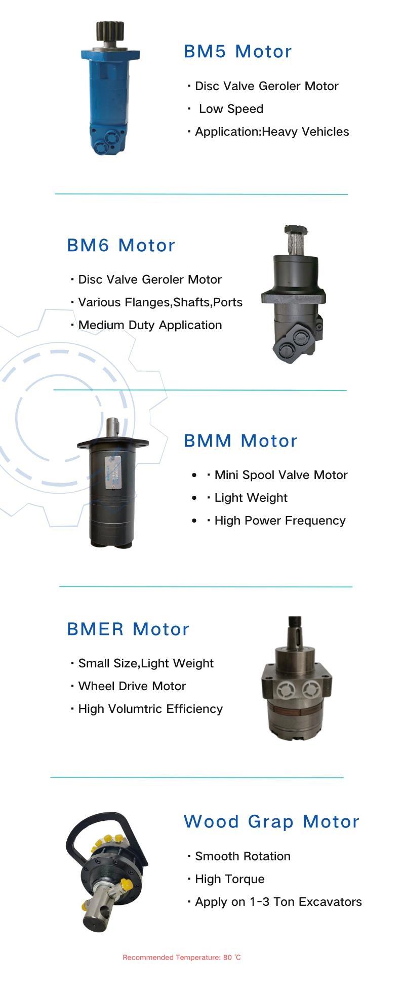 Four Hole Disc Valving Rectangle Spline Flange Geroler Hydraulic Orbit Motor Bm6 195/245/310/390/490/625/800/985 Displacement Cc/R