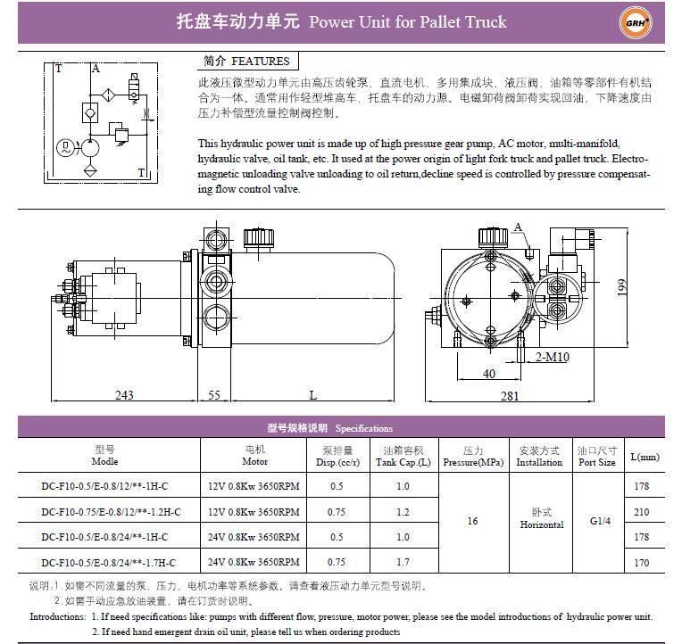 DC 12V Hydraulic Power Unit Horizontal Double Acting Mini Electric Mobile Power Pack Dump Trailer