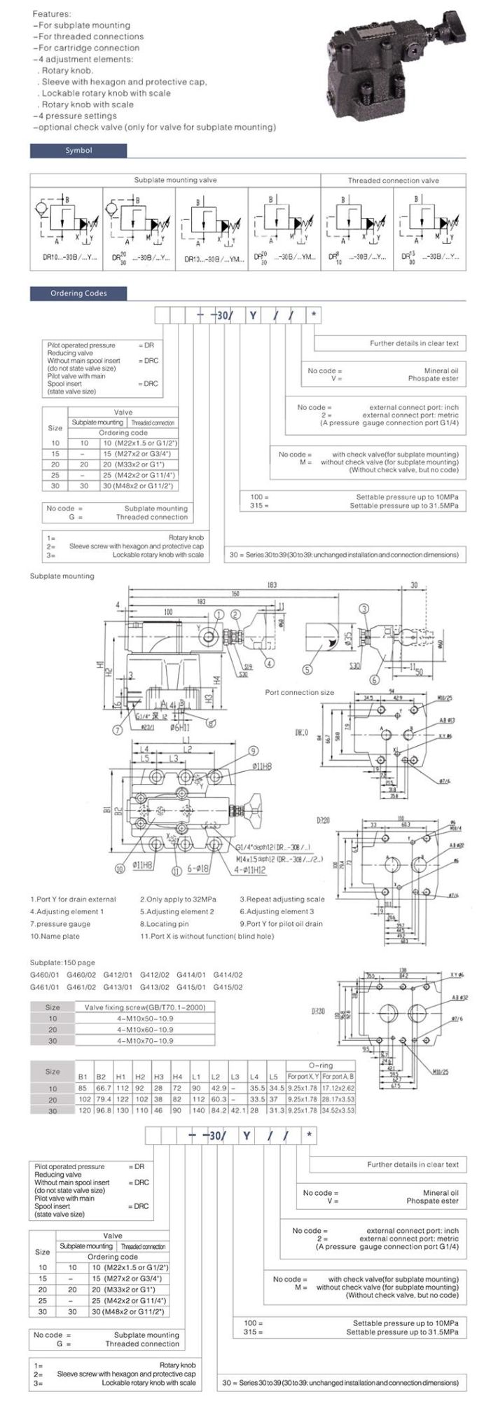 DR-30 hydraulic rexroth pilot operated sequecing valve pressure reducing valve