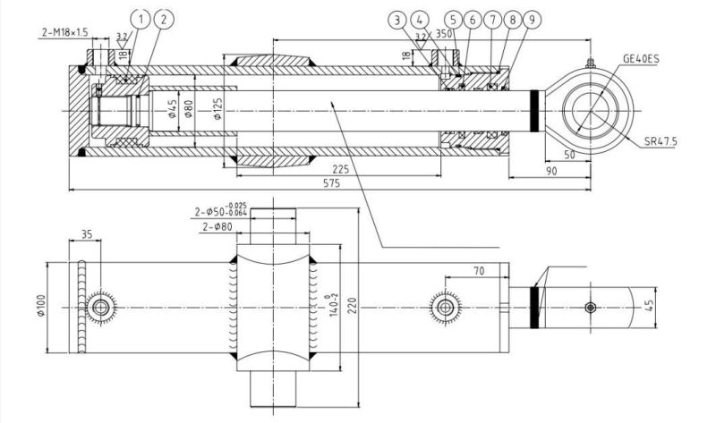 High Quality China Hydraulic Cylinder Hsg80/45