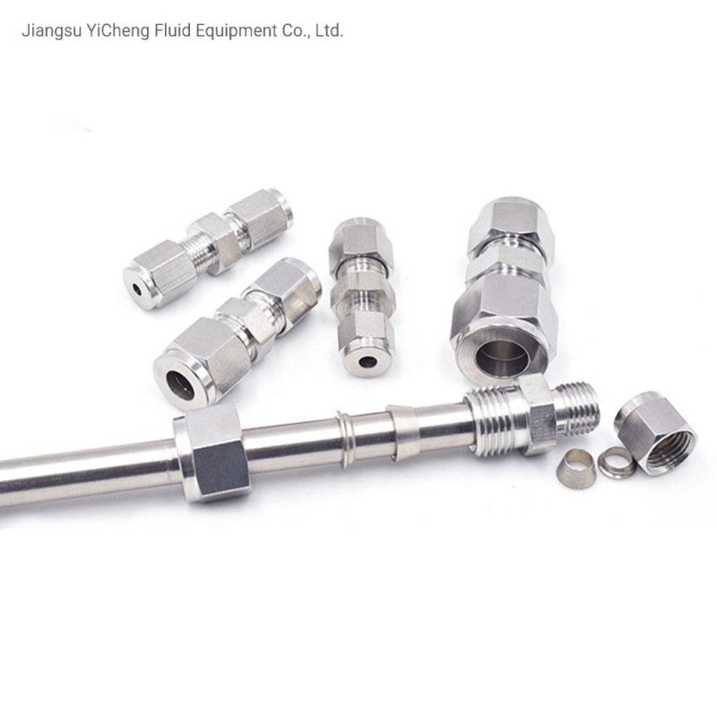 Yc-Lok SS304 Stainless Steel Union Double Ferrule Stainless Steel Connectors Hydraulic Tube Fittings for Instrument Gauges