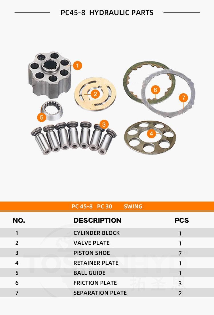 PC45-8 PC30 Excavator Hydraulic Pump Parts with Komatsu Swing Motor Spare Repair Kit