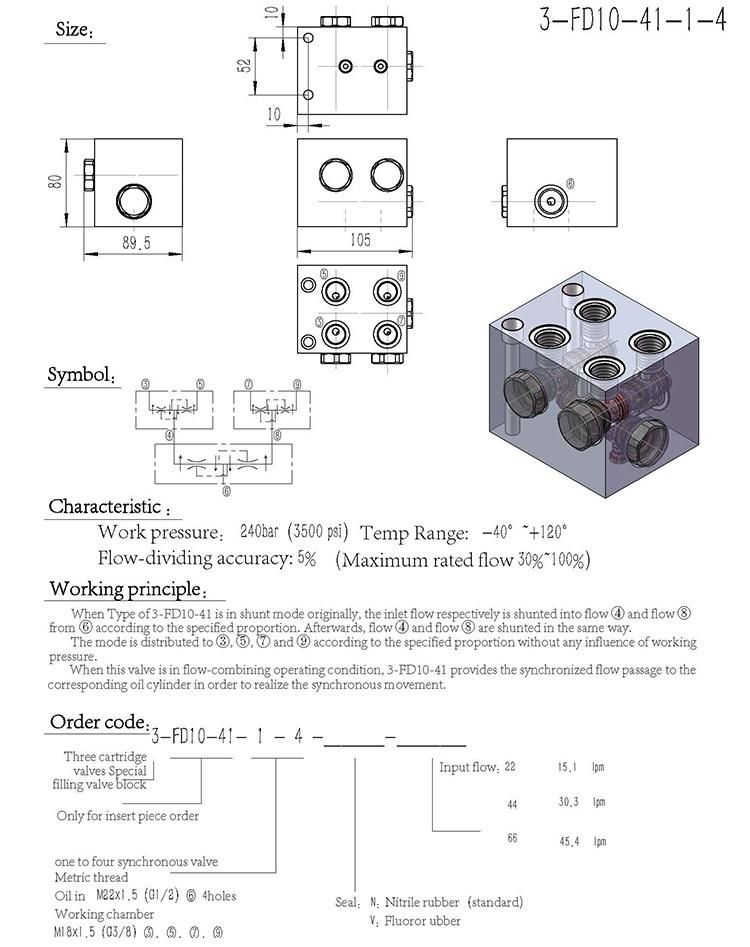 Custom Hydraulic Flow Divider Combiner Valve