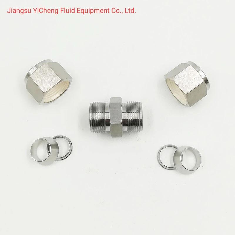 SS316 3000 Psi 1/4 Od Equal Double Ferrule Straight Stainless Steel Hydraulic Tube Fittings Made in China