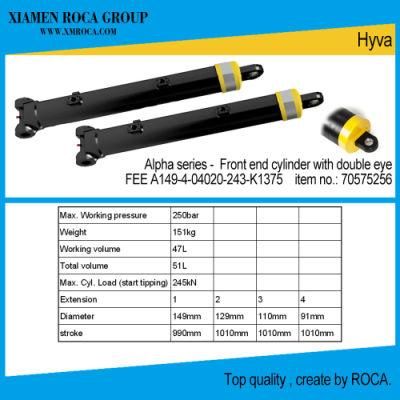 Hyva Type Alpha Series -70575256 Single Acting Front End Hydraulic Cylinder (with double eye)