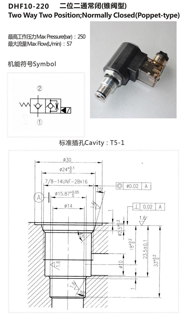 DHF10-220 Hydraulic solenoid two way control valve loader parts