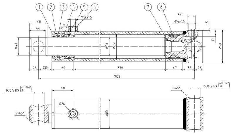 China Manufacturer Compact Hydraulic Cylinder Hsg65/50