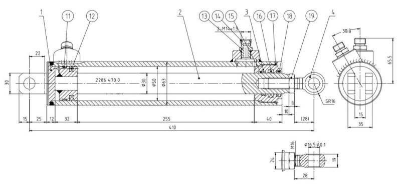 Chinese Manufacturer Hydraulic Cylinder Hsg50/30 for Harvester