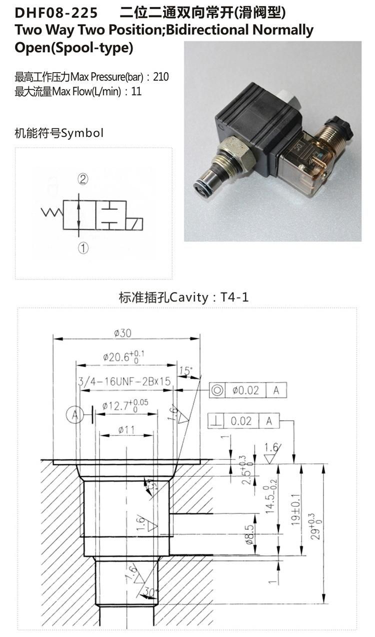 DHF08-225 Hydraulic hydraforce type solenoid cartridge valve