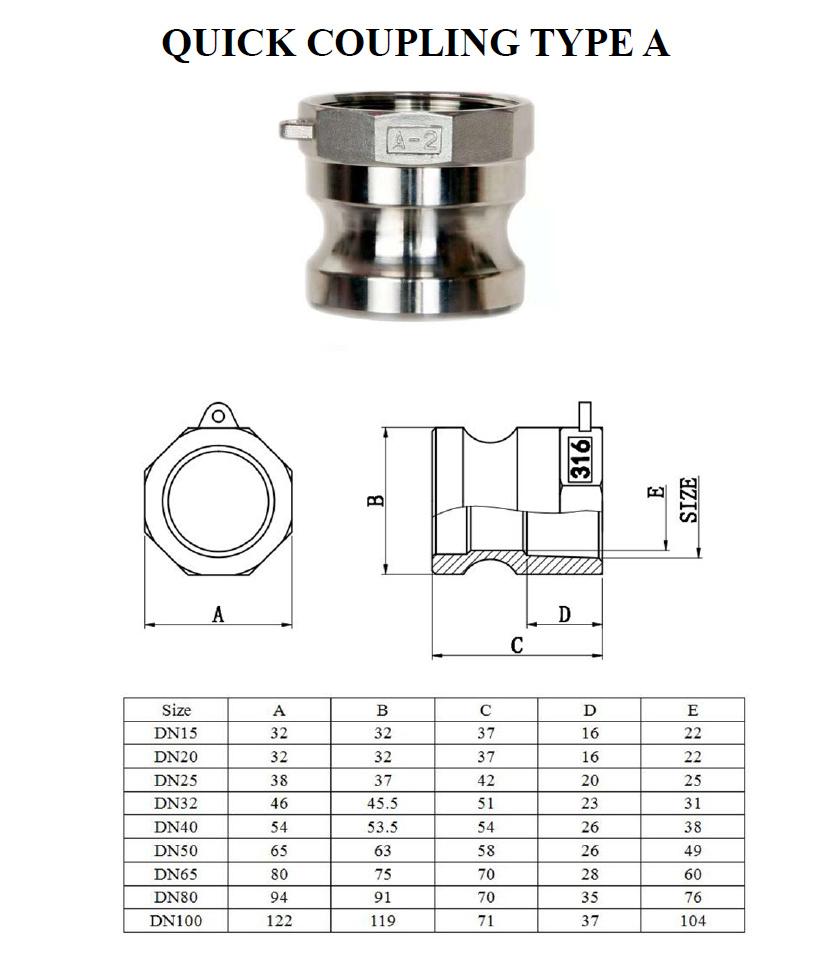 Stainless Steel Camlock Coupling Heavy Duty