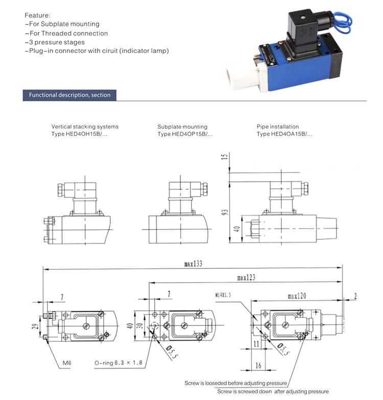 HED4 hydraulic rexroth piston high pressure switch power steering valve